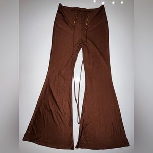 Brown Laced Flared Pants